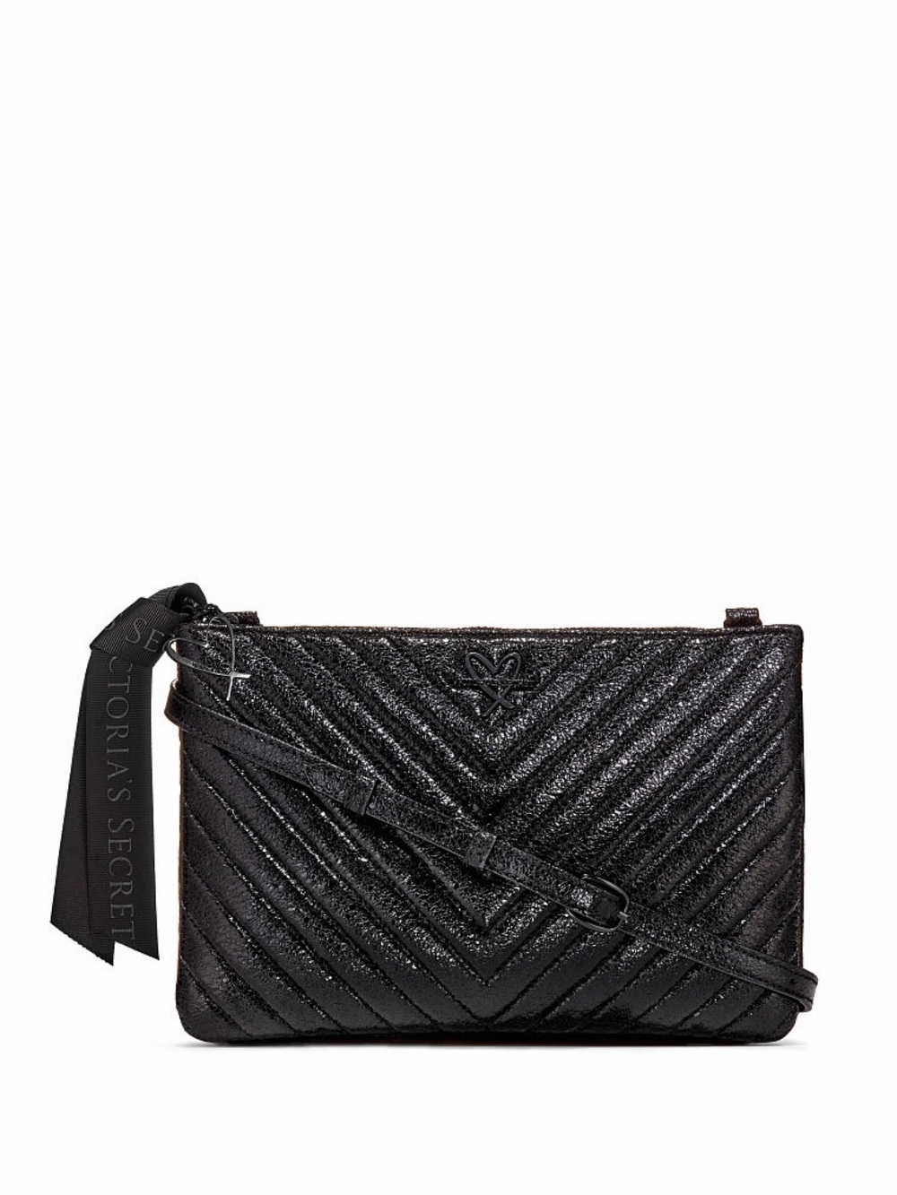 Victoria’s Secret Black Small VS City V-Quilt Crossbody Bag Clutch